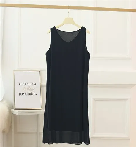 2023 Beach Womens Dress Summer Fashion Brand Mid-length V-neck Solid Color Chiffon Dress