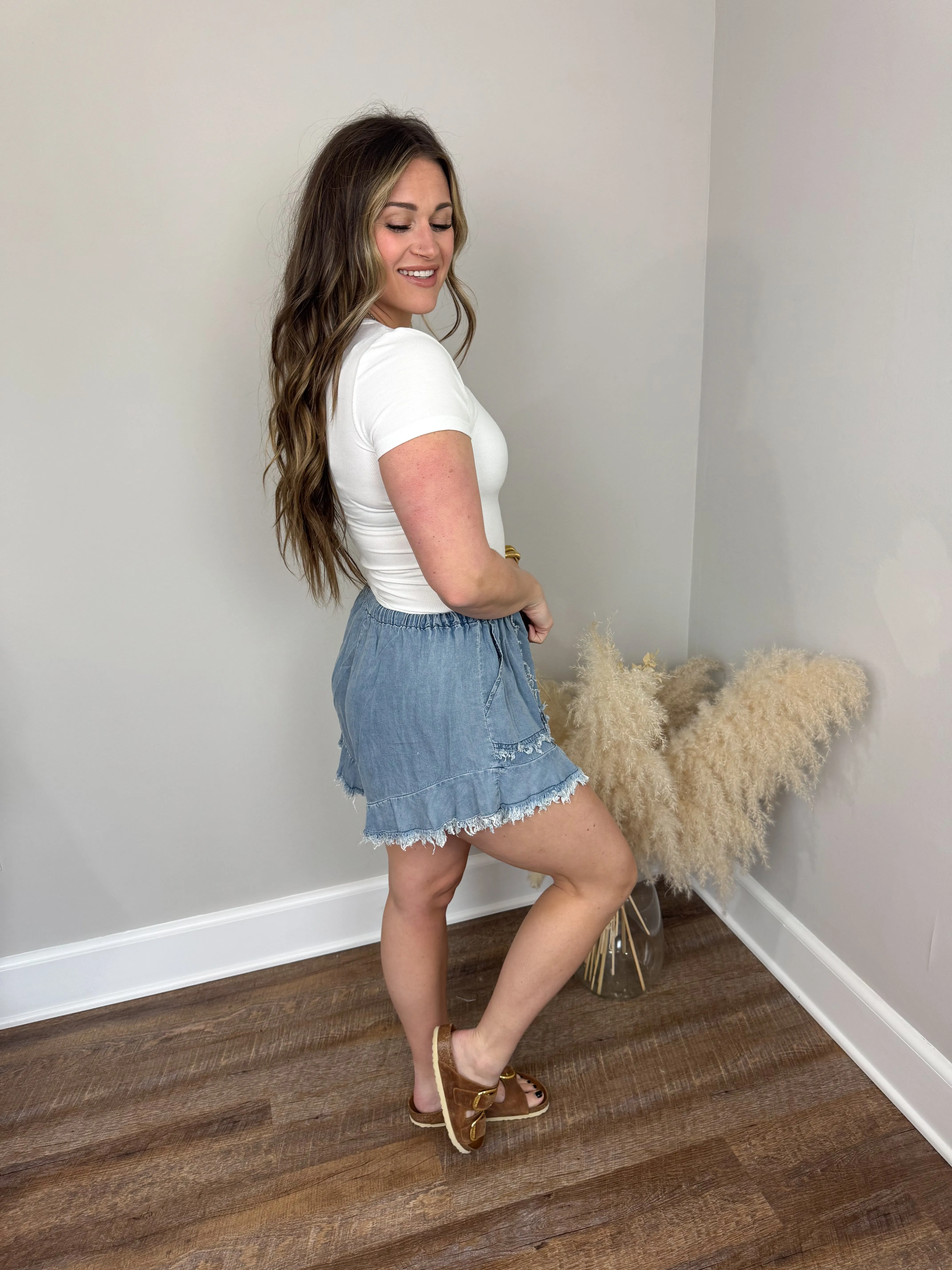 Auburn Ruffled Shorts | Denim