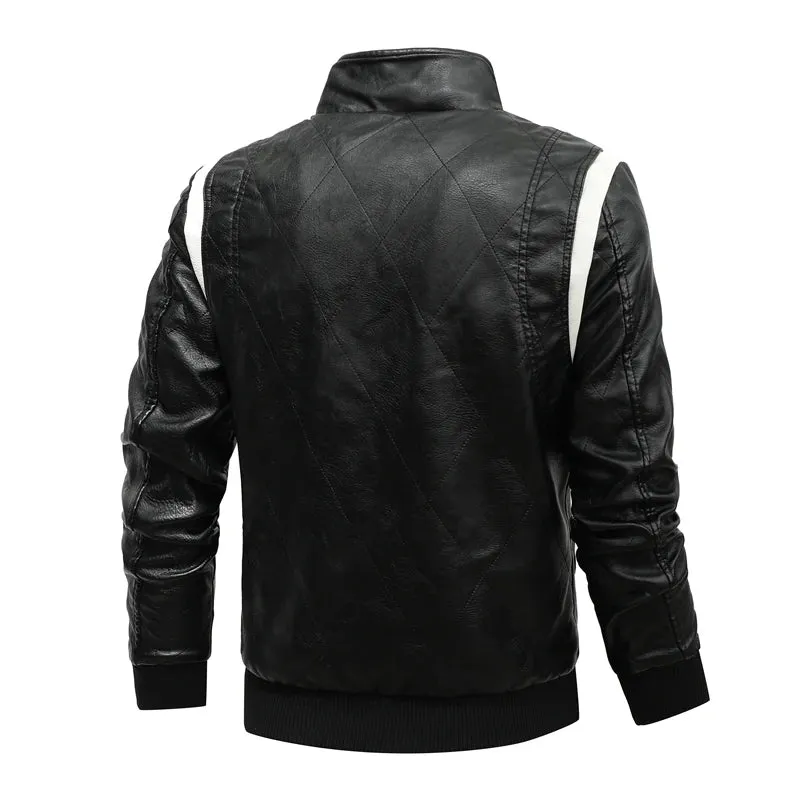 Autumn Winter Bomber Leather Jacket Men Scorpion Embroidery Hooded Jacket PU Leather Motorcycle