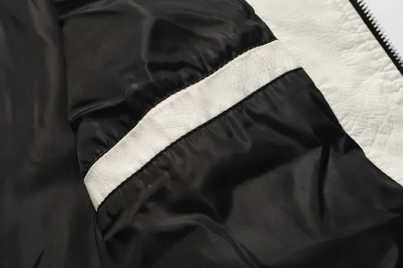 Autumn Winter Bomber Leather Jacket Men Scorpion Embroidery Hooded Jacket PU Leather Motorcycle