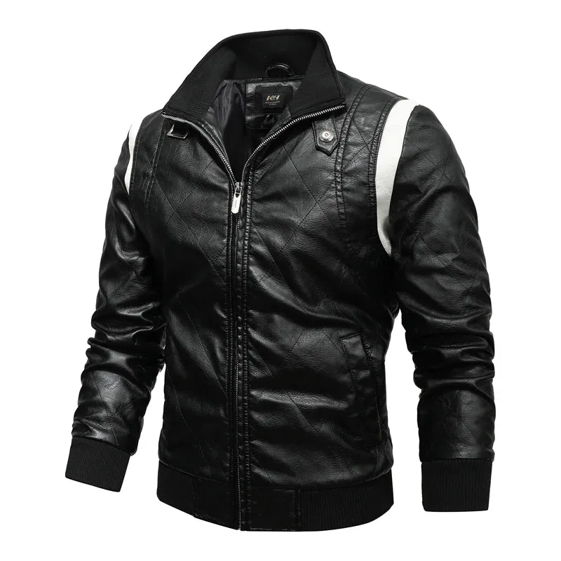 Autumn Winter Bomber Leather Jacket Men Scorpion Embroidery Hooded Jacket PU Leather Motorcycle