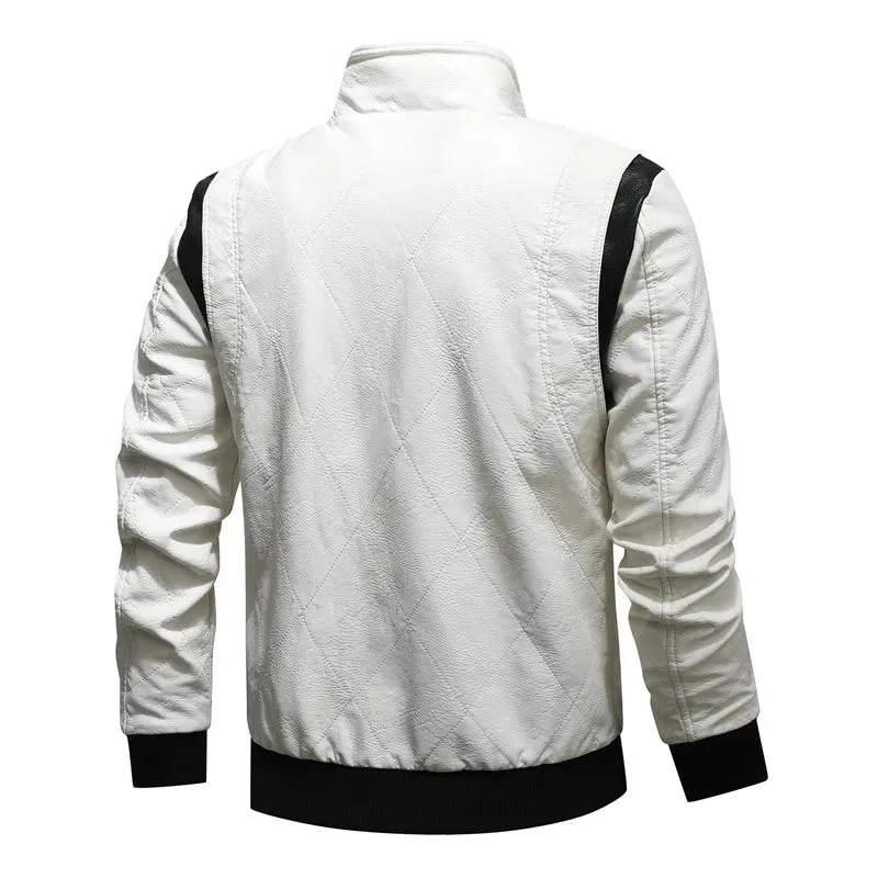 Autumn Winter Bomber Leather Jacket Men Scorpion Embroidery Hooded Jacket PU Leather Motorcycle