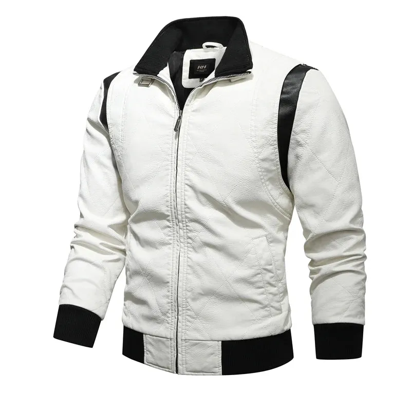 Autumn Winter Bomber Leather Jacket Men Scorpion Embroidery Hooded Jacket PU Leather Motorcycle