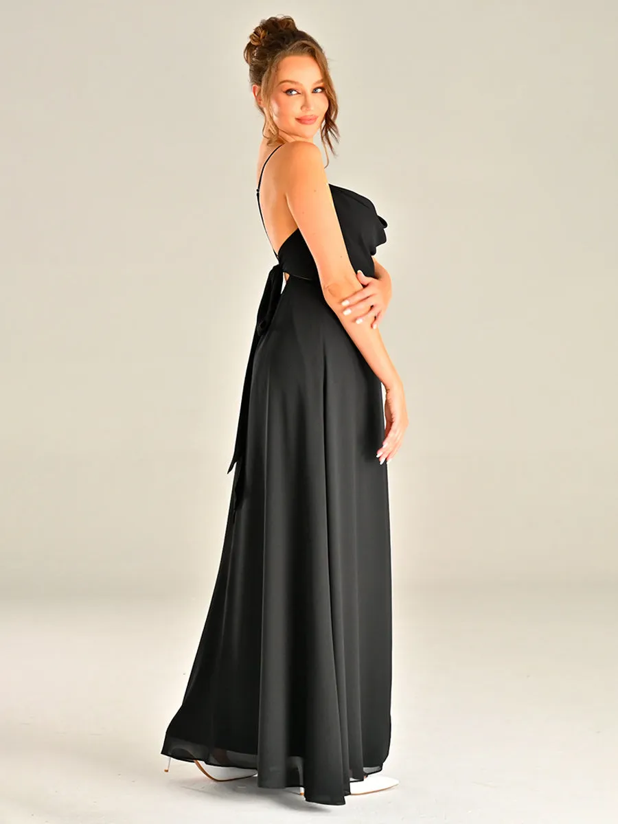 Black Cowl Neck Maxi Dress Slip bridesmaid Wedding Guest