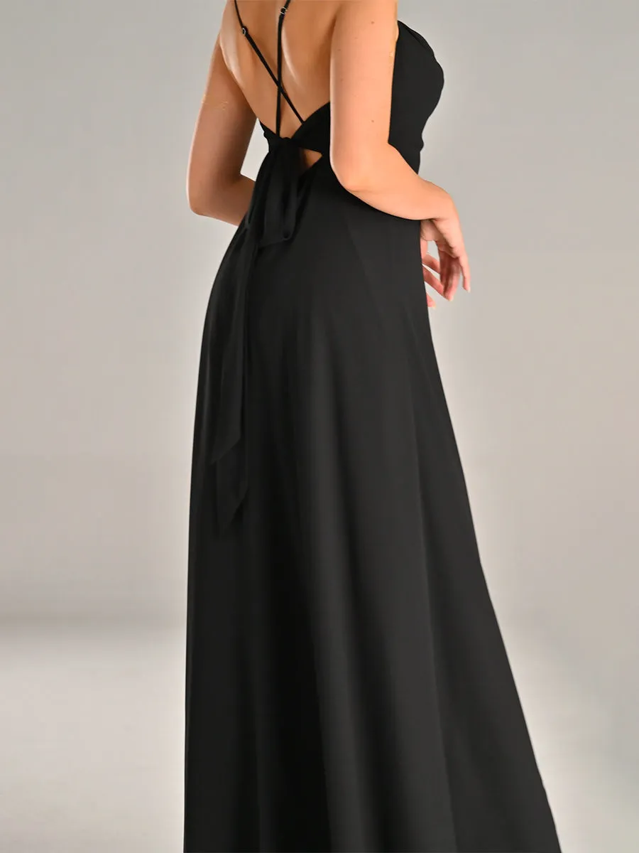 Black Cowl Neck Maxi Dress Slip bridesmaid Wedding Guest