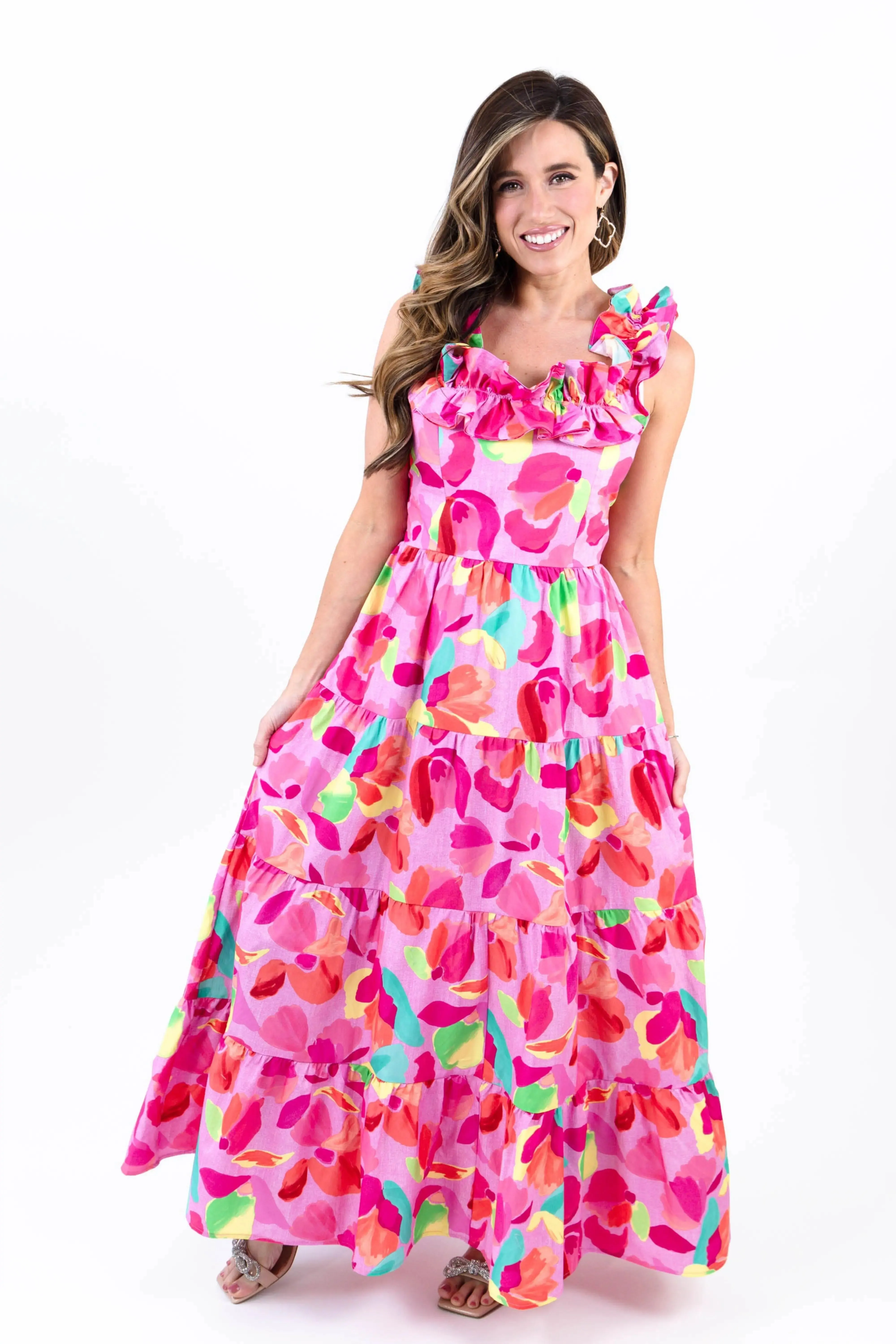Blooming Affair Floral Print Back-Tie Maxi Dress