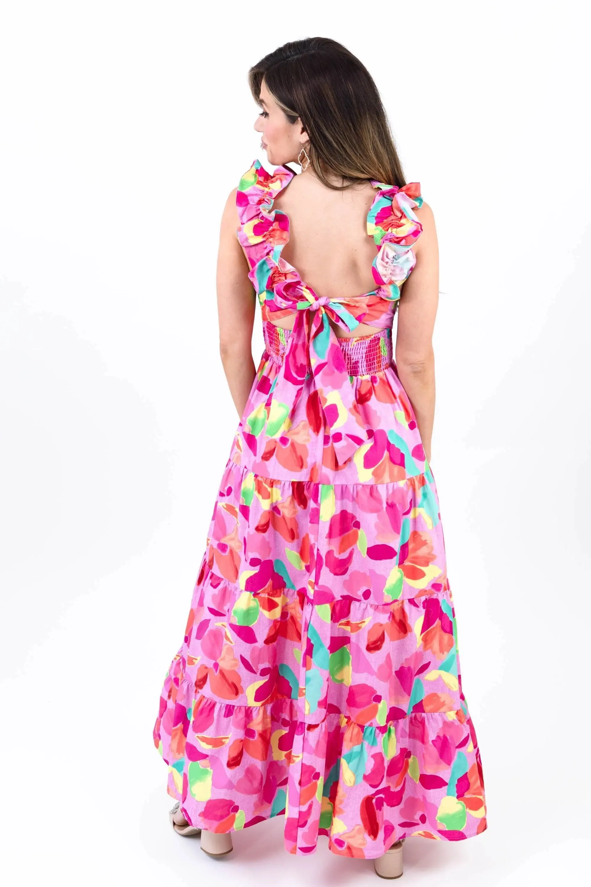 Blooming Affair Floral Print Back-Tie Maxi Dress