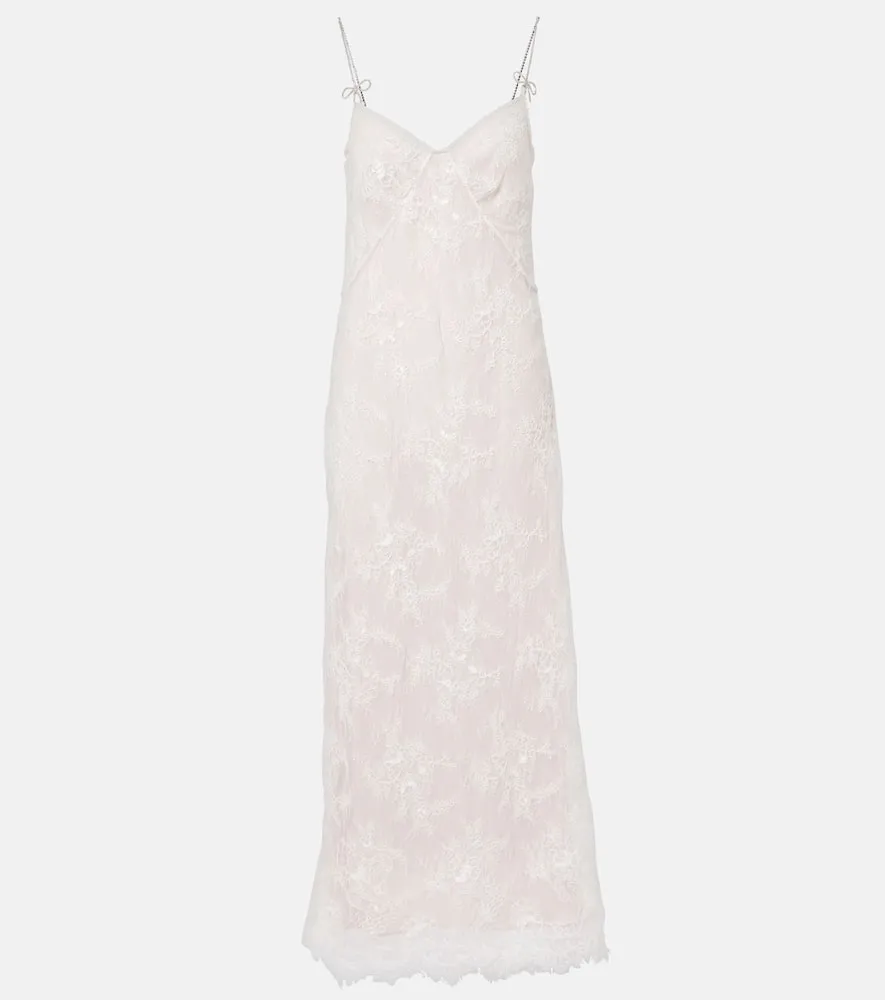 Blumarine Rebrode embellished lace maxi dress