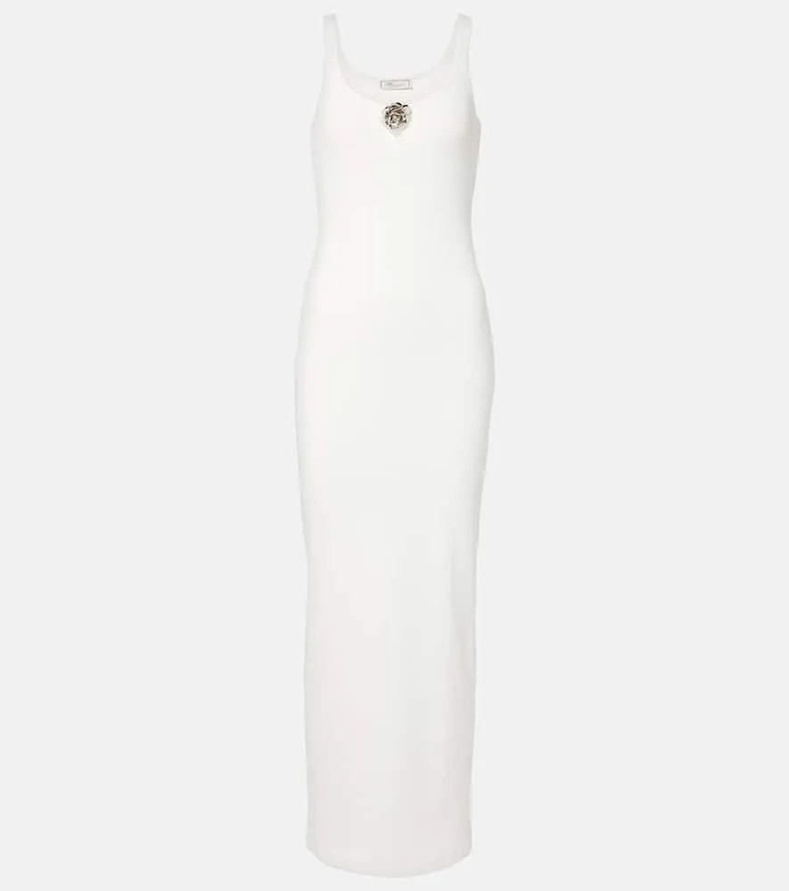 Blumarine Ribbed-knit cotton jersey maxi dress