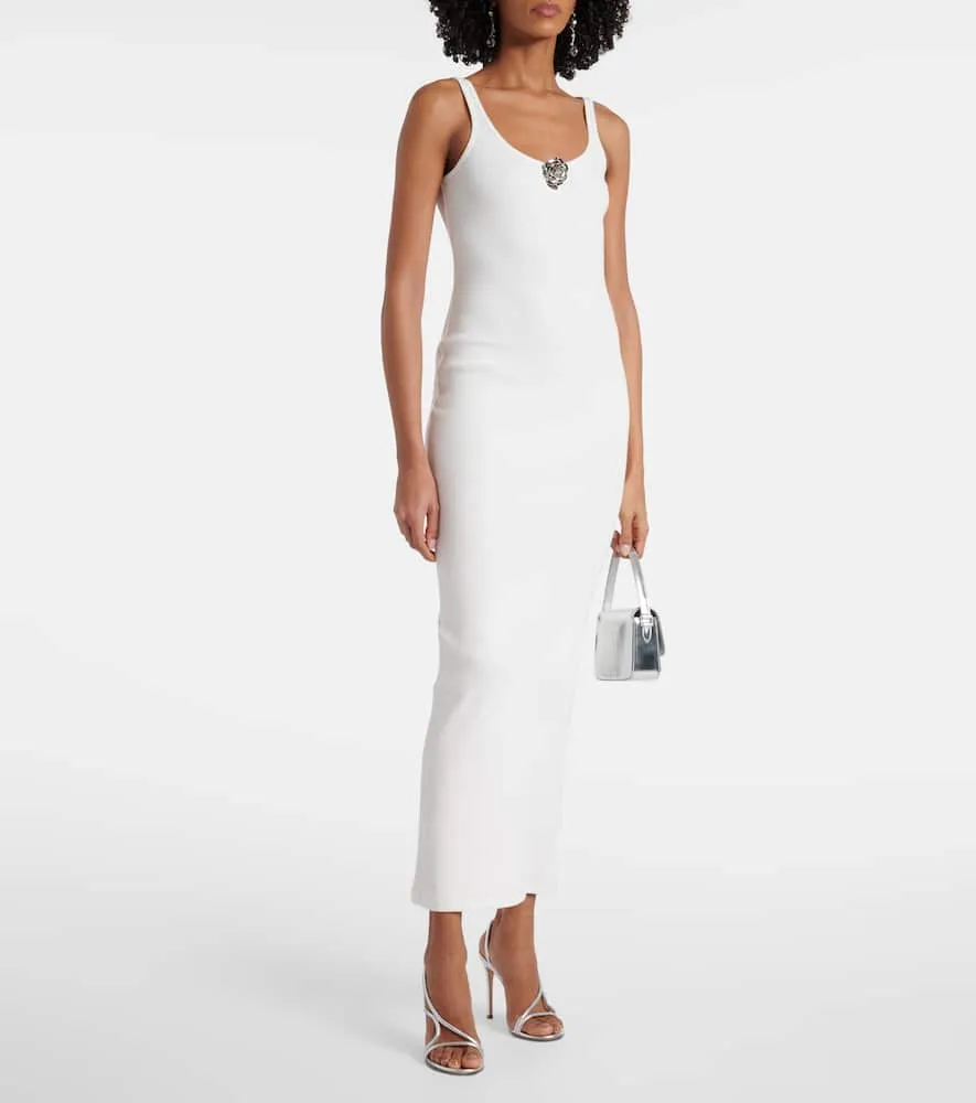 Blumarine Ribbed-knit cotton jersey maxi dress