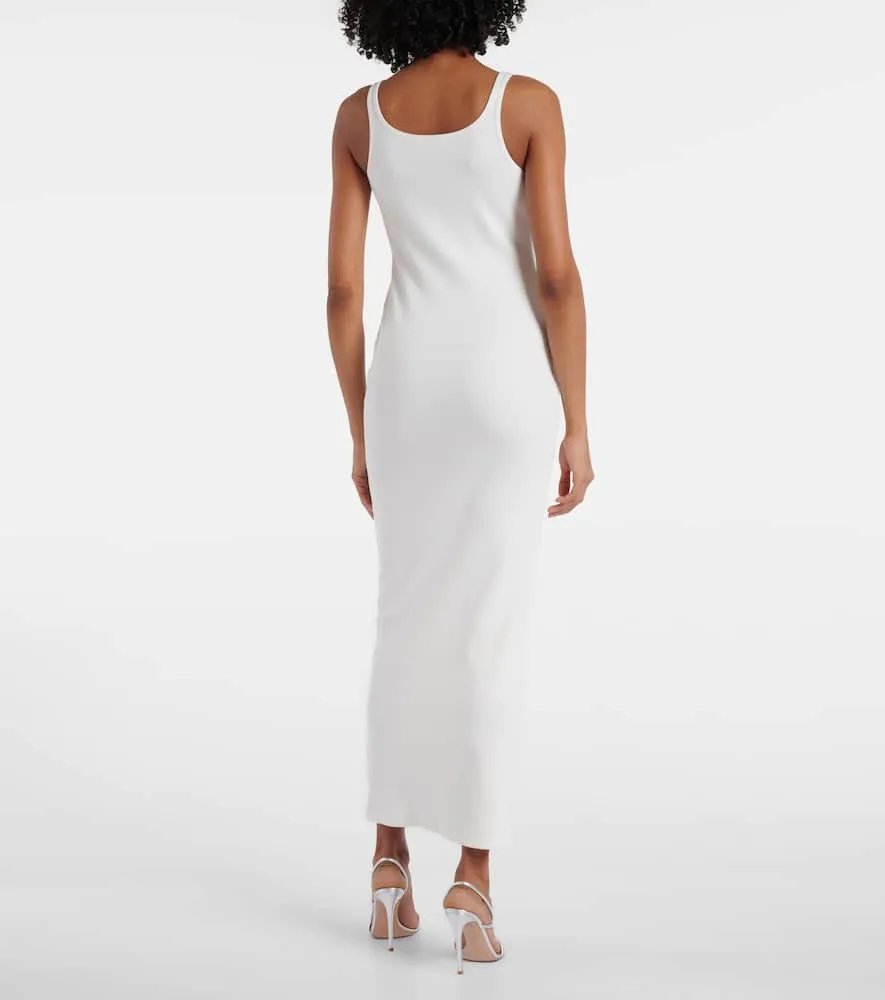 Blumarine Ribbed-knit cotton jersey maxi dress