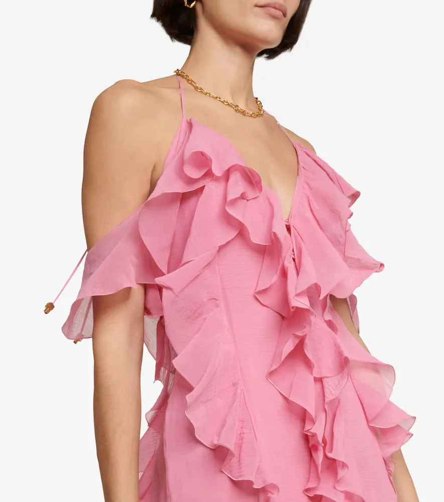 Blumarine Ruffle cotton and silk maxi dress