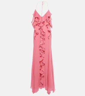 Blumarine Ruffle cotton and silk maxi dress