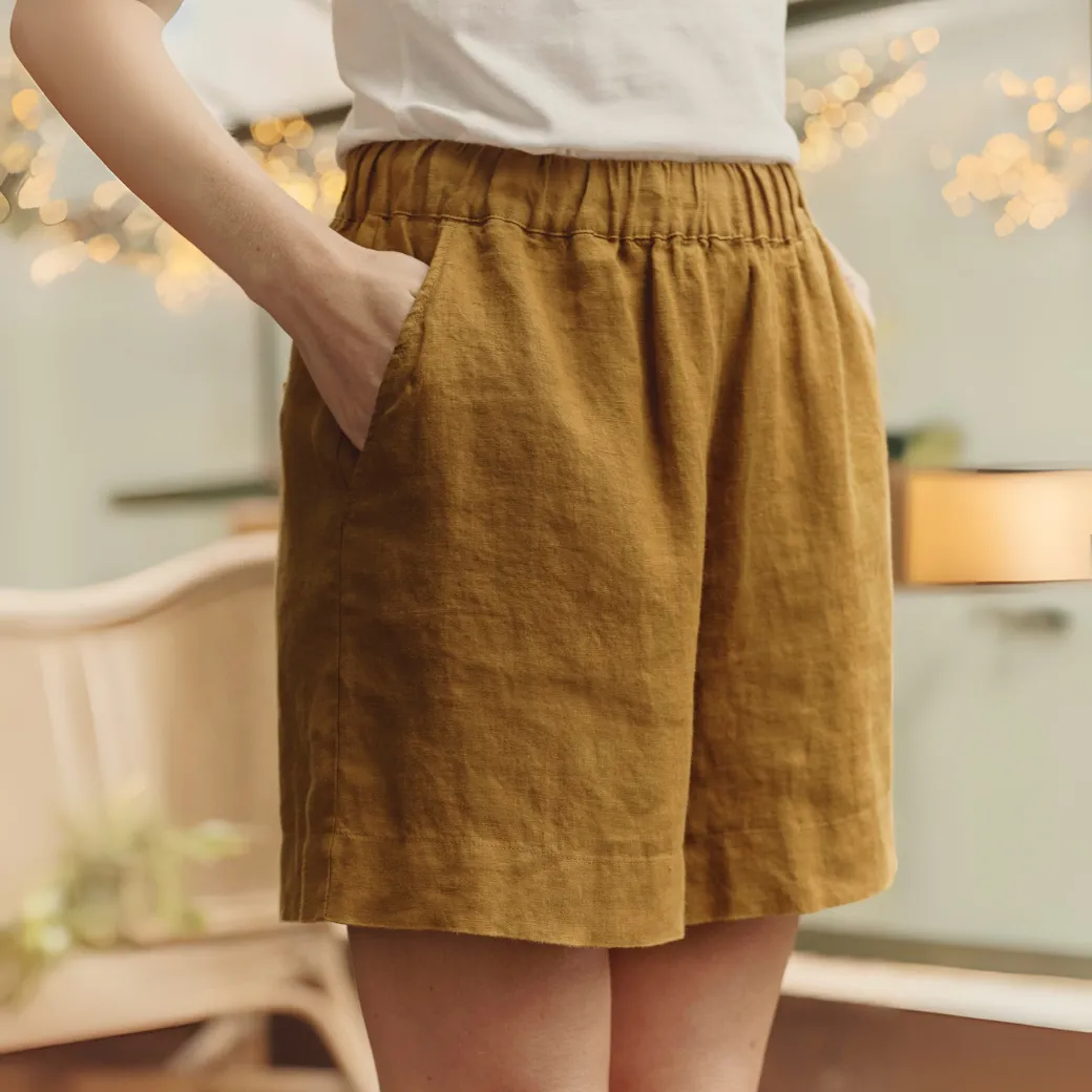 Bronze Linen Hip-Hop Shorts