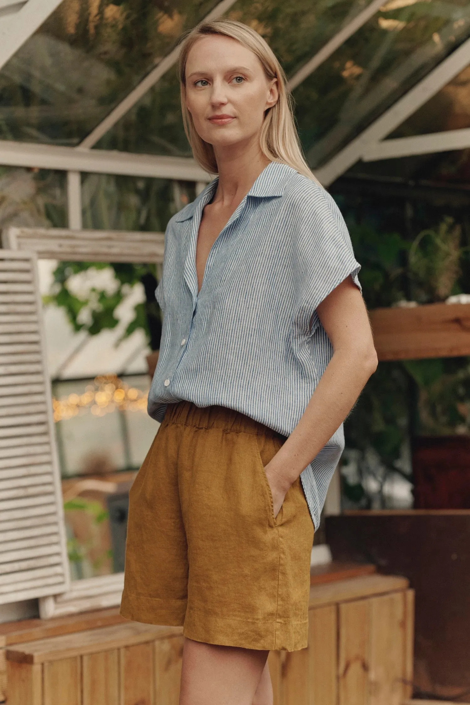 Bronze Linen Hip-Hop Shorts