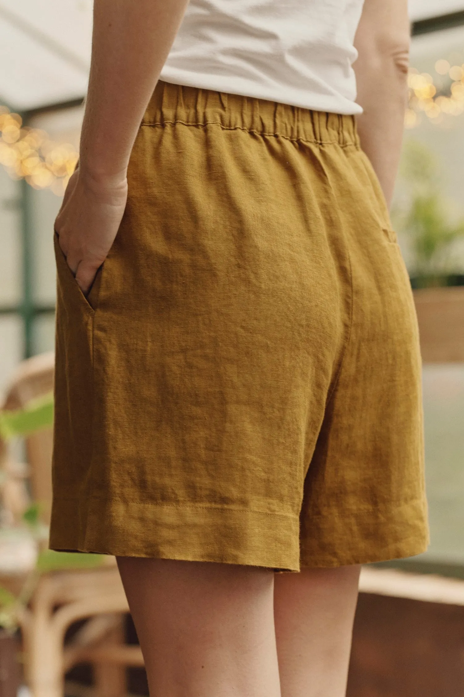 Bronze Linen Hip-Hop Shorts