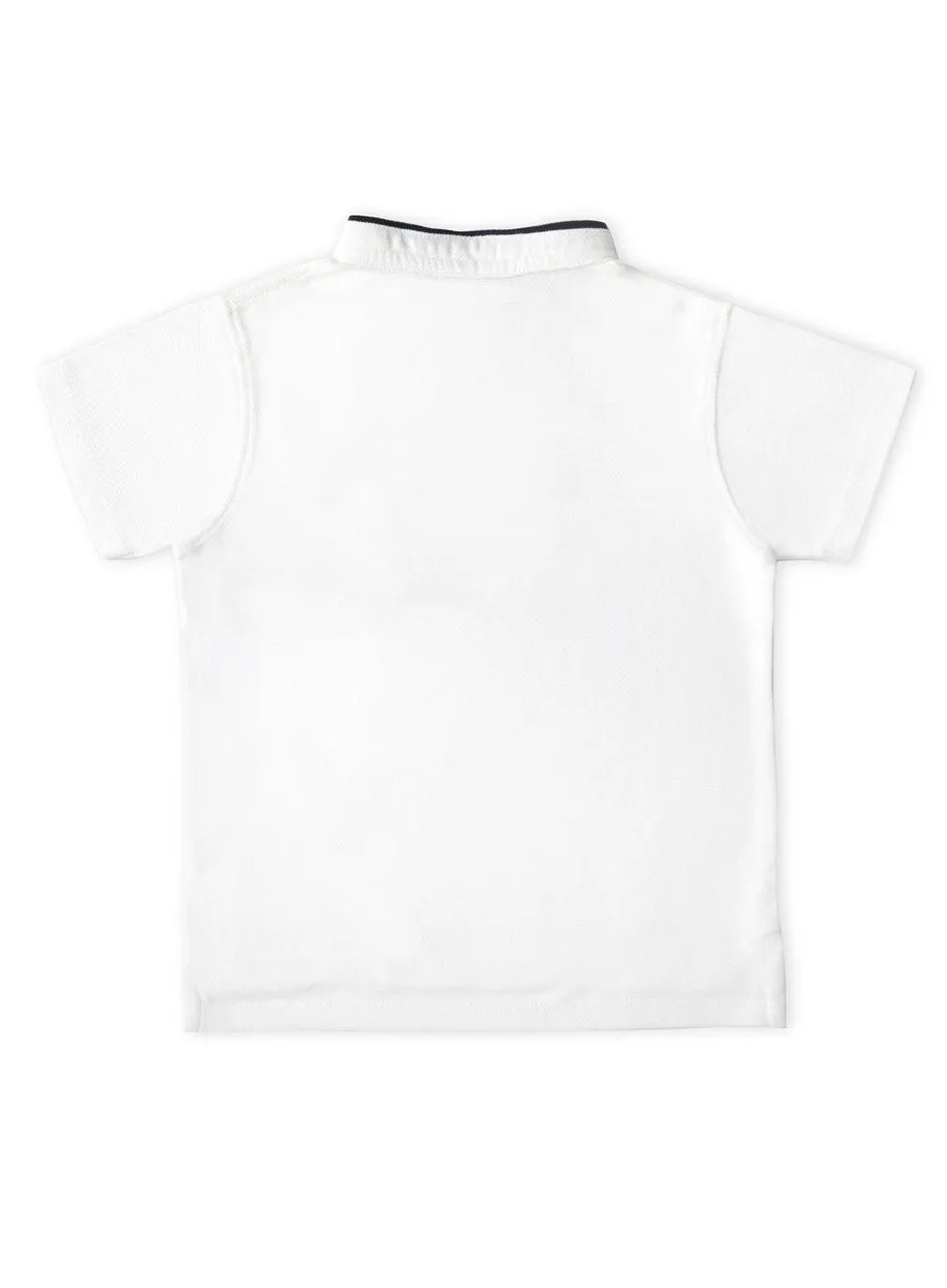 Cool White Pique Polo Tee