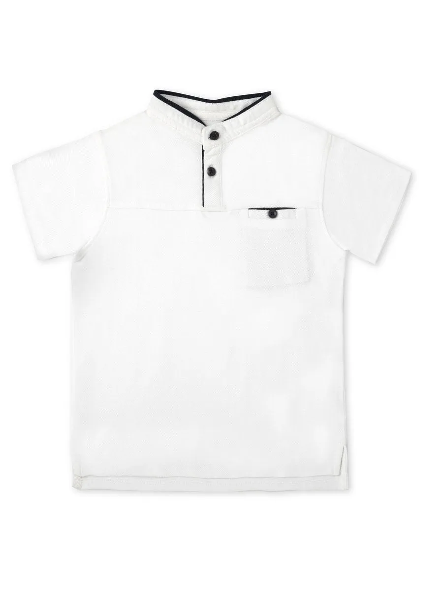 Cool White Pique Polo Tee