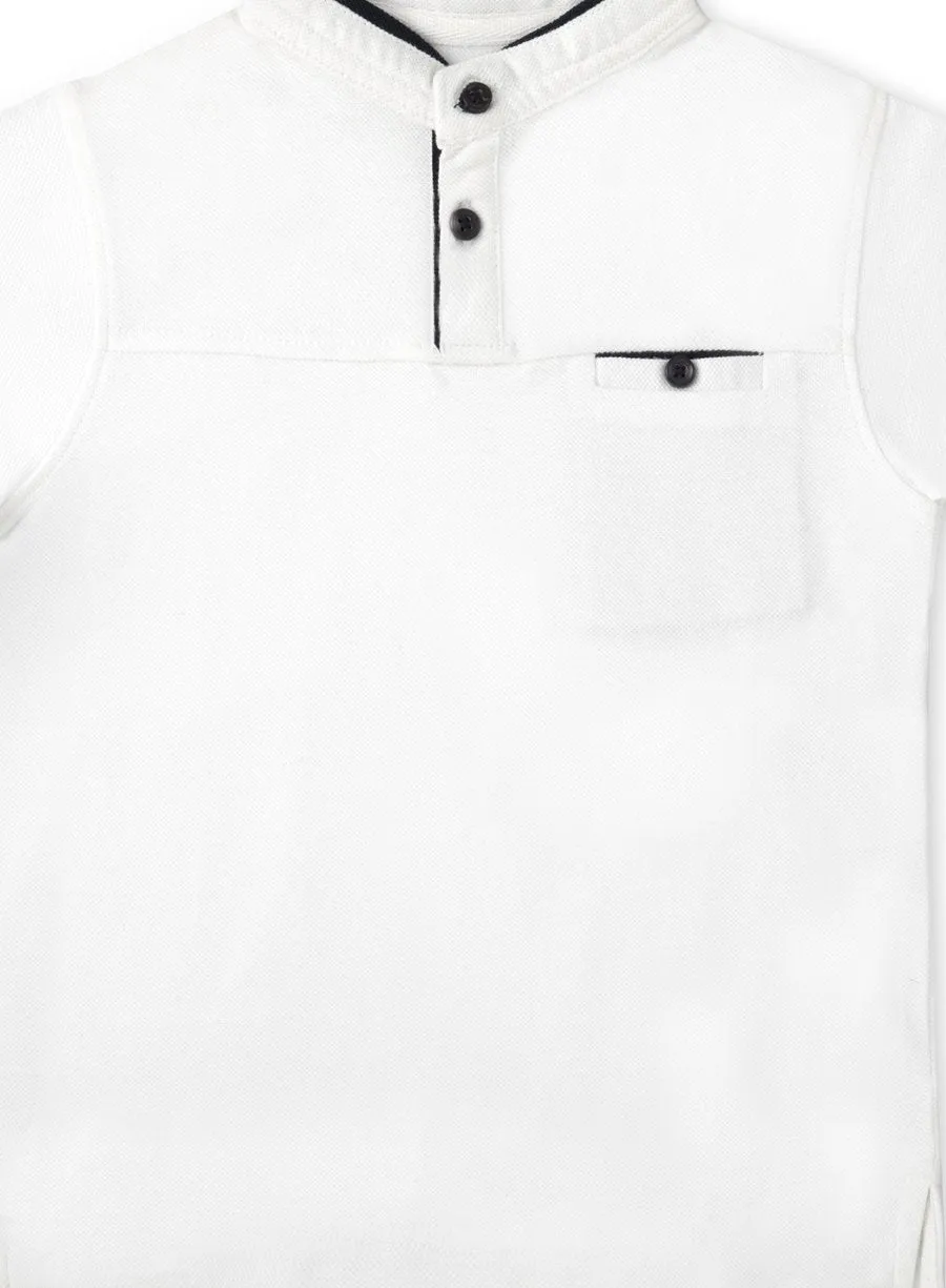 Cool White Pique Polo Tee