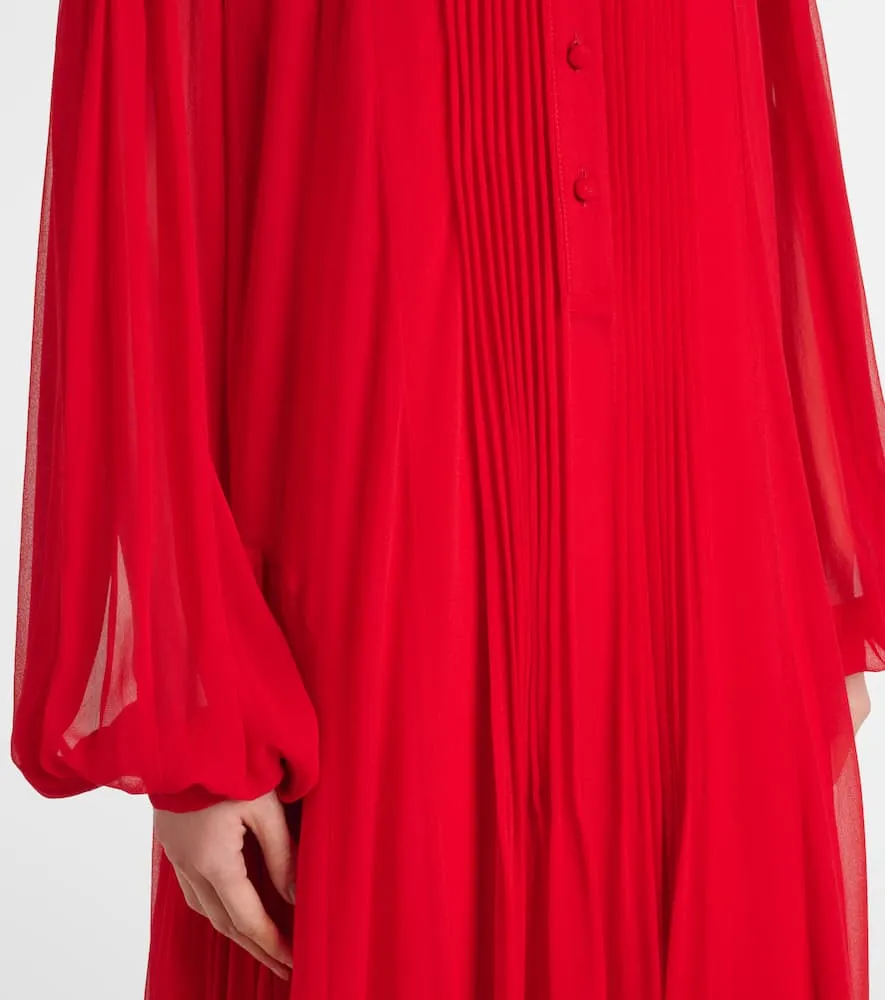 Costarellos Clarinda pleated silk georgette maxi dress