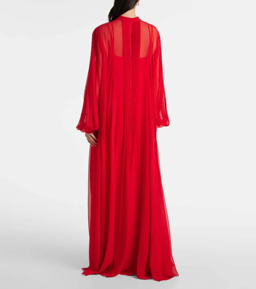 Costarellos Clarinda pleated silk georgette maxi dress