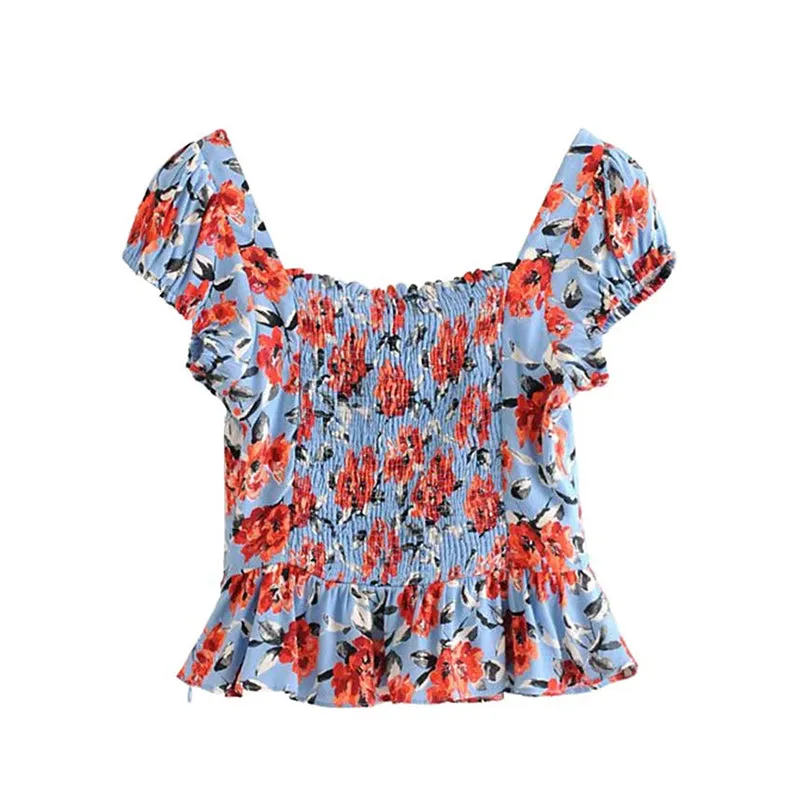 FLORAL CROP TOP BLOUSE
