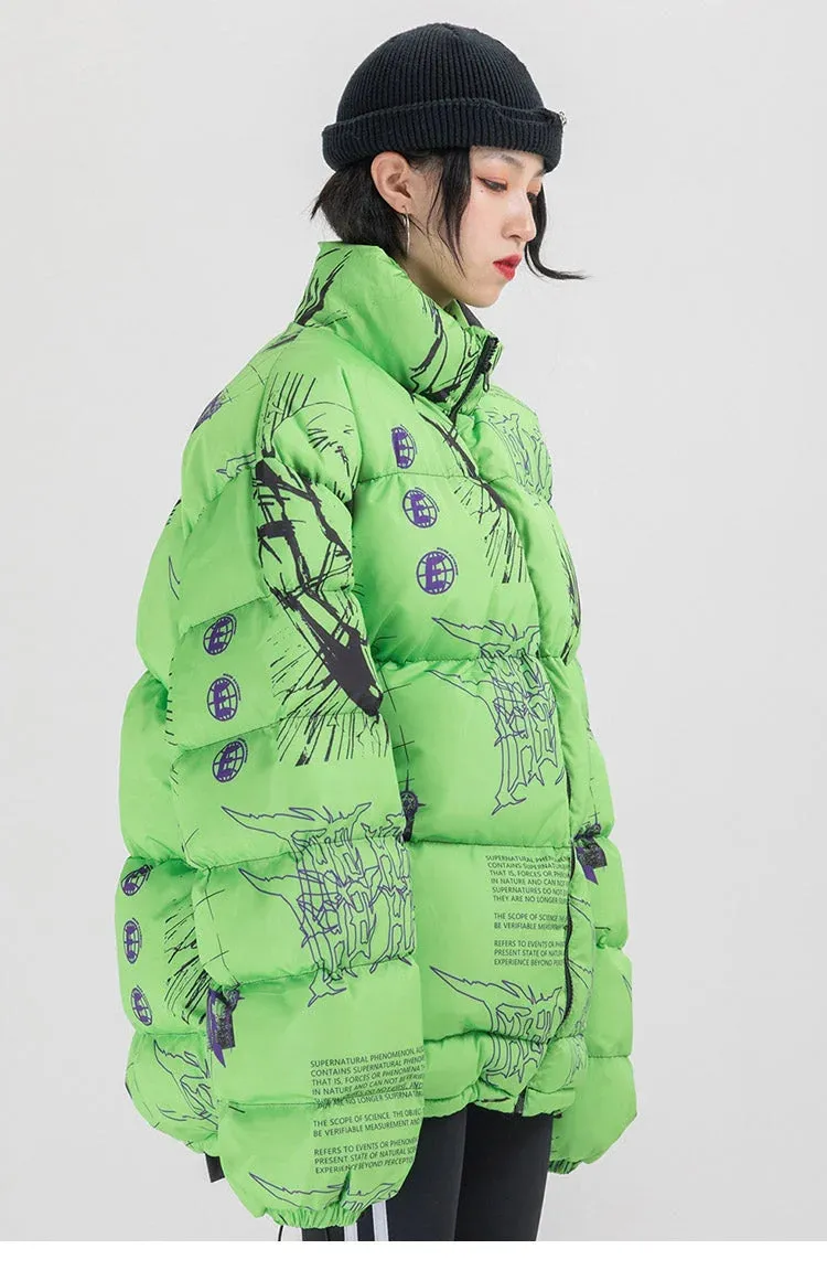 Harajuku "Rock Lee & One Punch Man" Anime Puffer Jacket