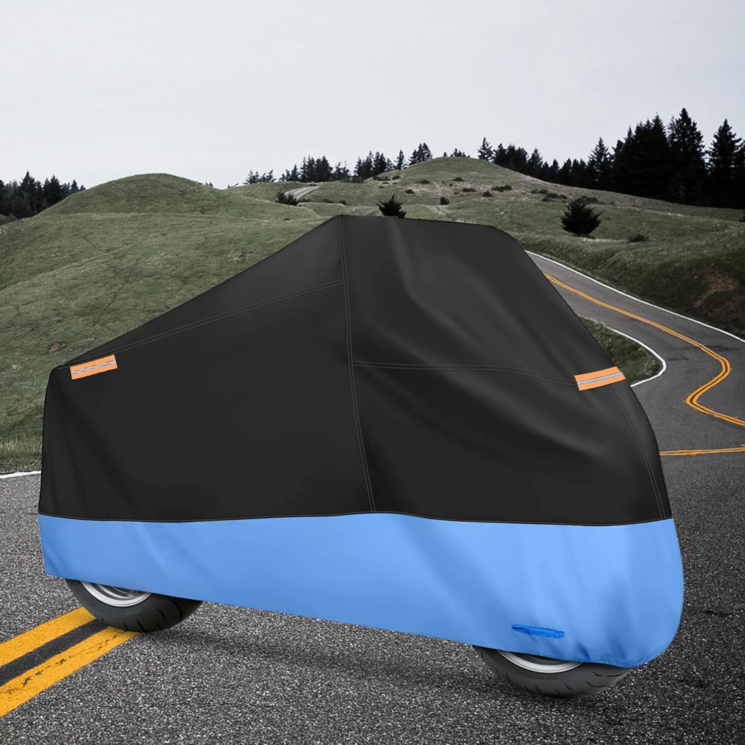 Motorcycle Cover with Lock-Hole Storage Bag & Protective Reflective Strip Fits up to 116 Inch