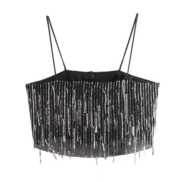 SEQUIN CROP TANK TOP