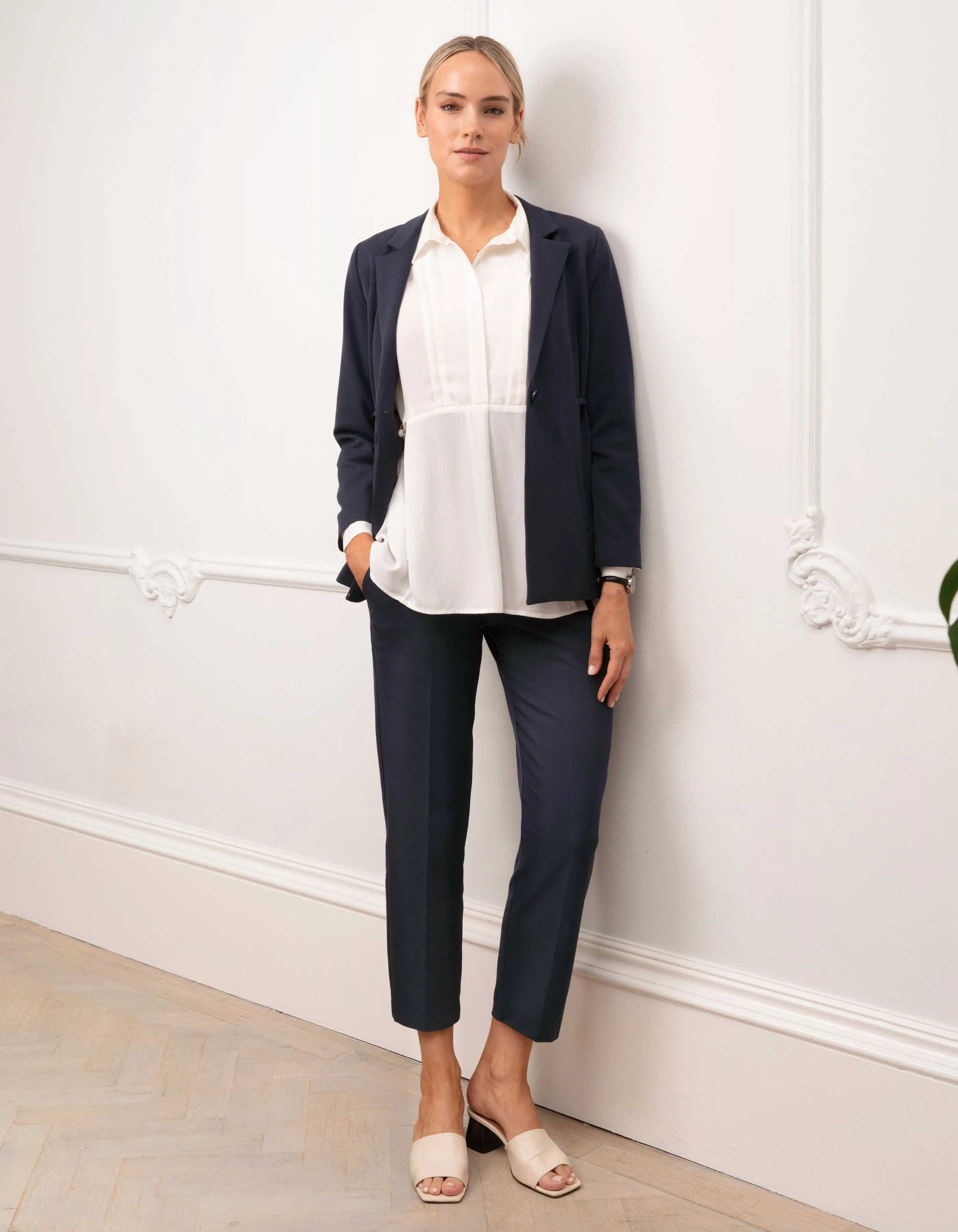 Tapered Navy Post-Maternity Shaping Trousers