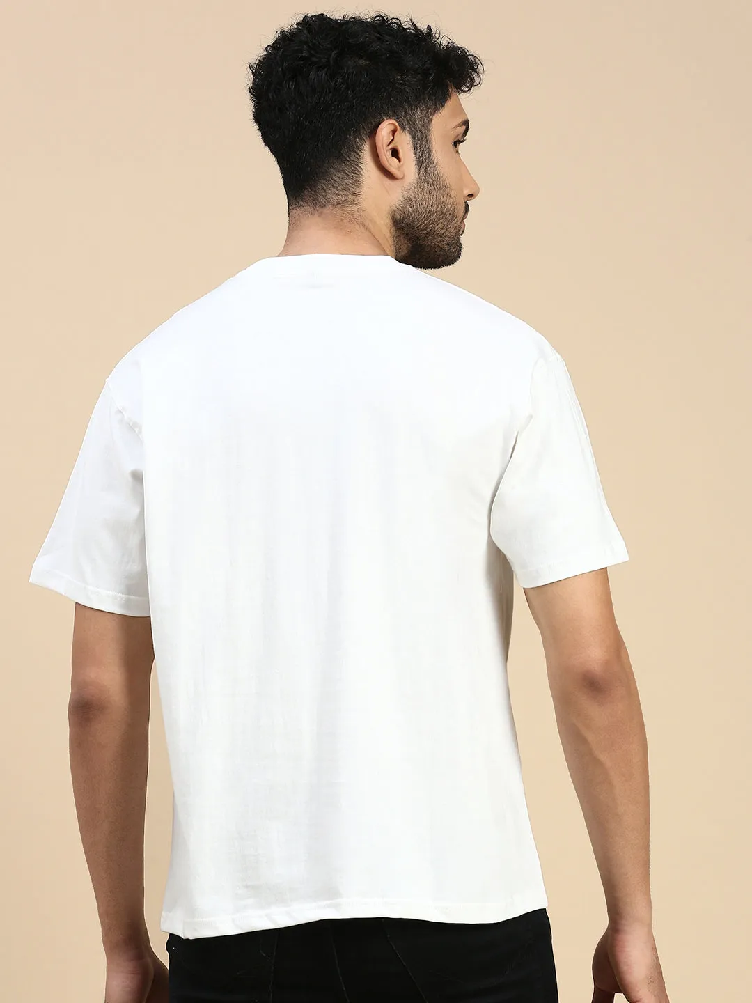 White Embroidered Logo Oversized Fit  White TShirt