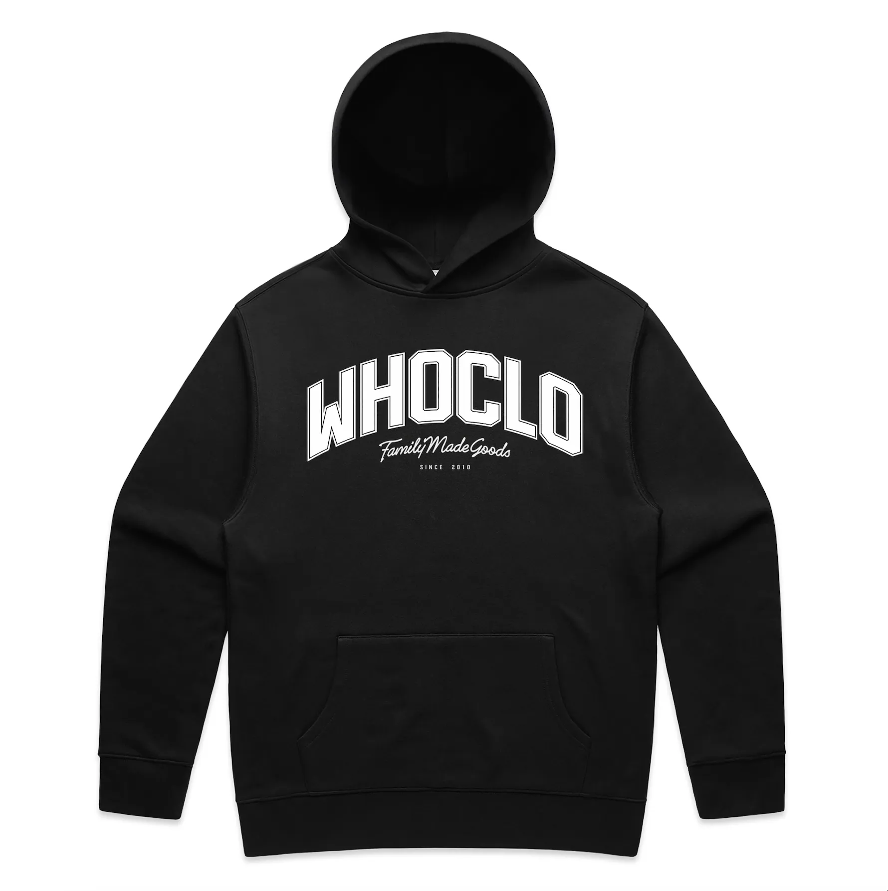 WHOCLO VARSITY HEAVYWEIGHT HOODIE - BLACK