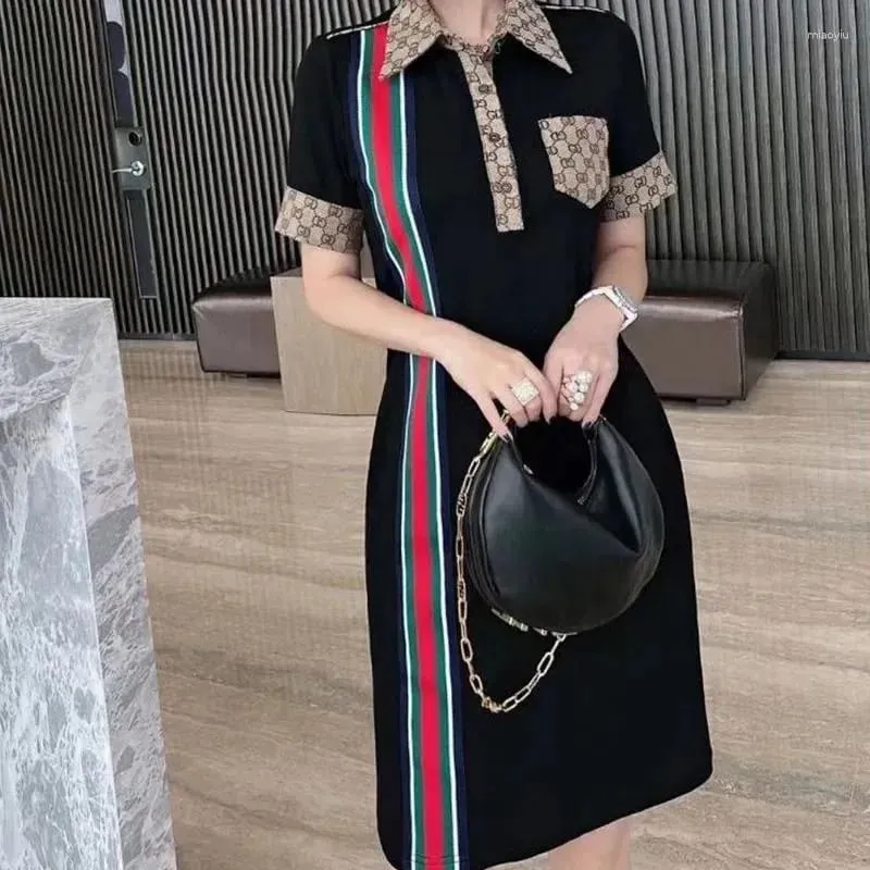 Women's Knitted Striped Slim Button Pocket Casual Dresses  X5036924